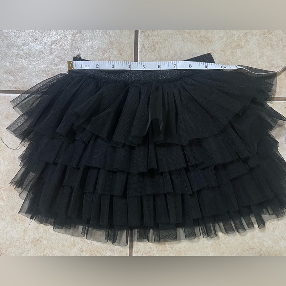 Zara kids full layer tulle black skirt elastic sparkly waist band kids size 8 - Picture 3 of 4